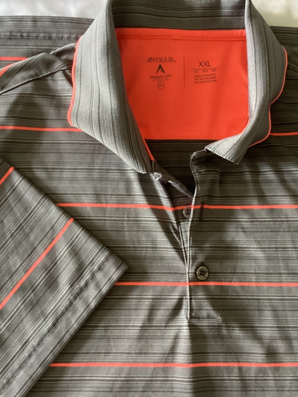 ANTIGUA GRAY n NEON ORANGE STRIPED POLO JACK CLASSIC 2015 XXL